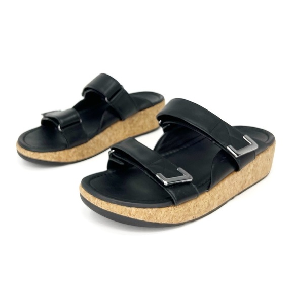FitFlop Remi Two Strap Slide Sandals Black Size 11 Platform Flatform Fit Flop - Picture 15 of 15